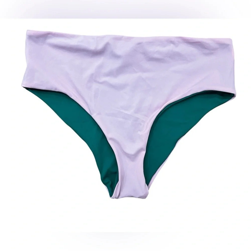 Agua Bendita Alicia Reversible High Rise Bikini Bottom in Pink Green Women’s 3X